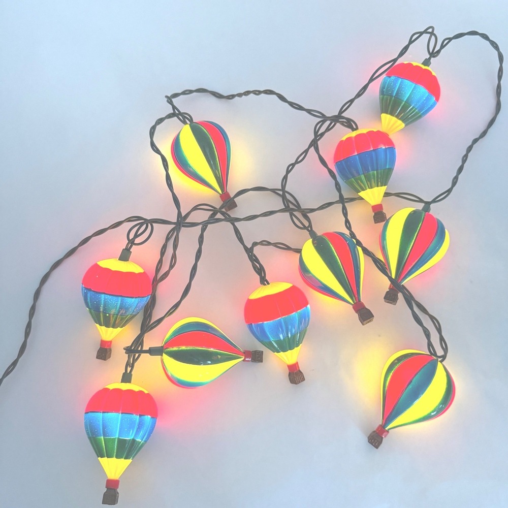 Hot Air Balloon String Lights Plastic Multi-Color Novelty Decor Inside Or Out
